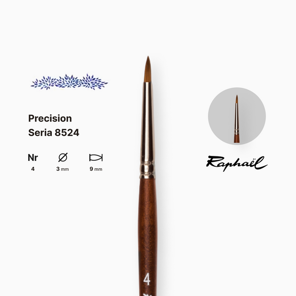 Пензель синтетика кругла (імітація соболя) Raphael Precision, №4, для ретуши, коротка ручка 2748 фото