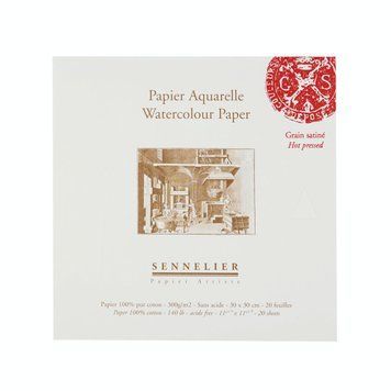 Склейка для акварелі Sennelier, 20 аркушів, гаряче пресування, 300 г/м, 30x30 см N139902 фото