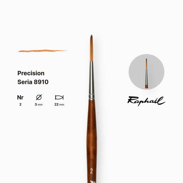 Лайнер синтетичний Raphael Precision, №2, для акрилу та олії, довга ручка 2790 фото